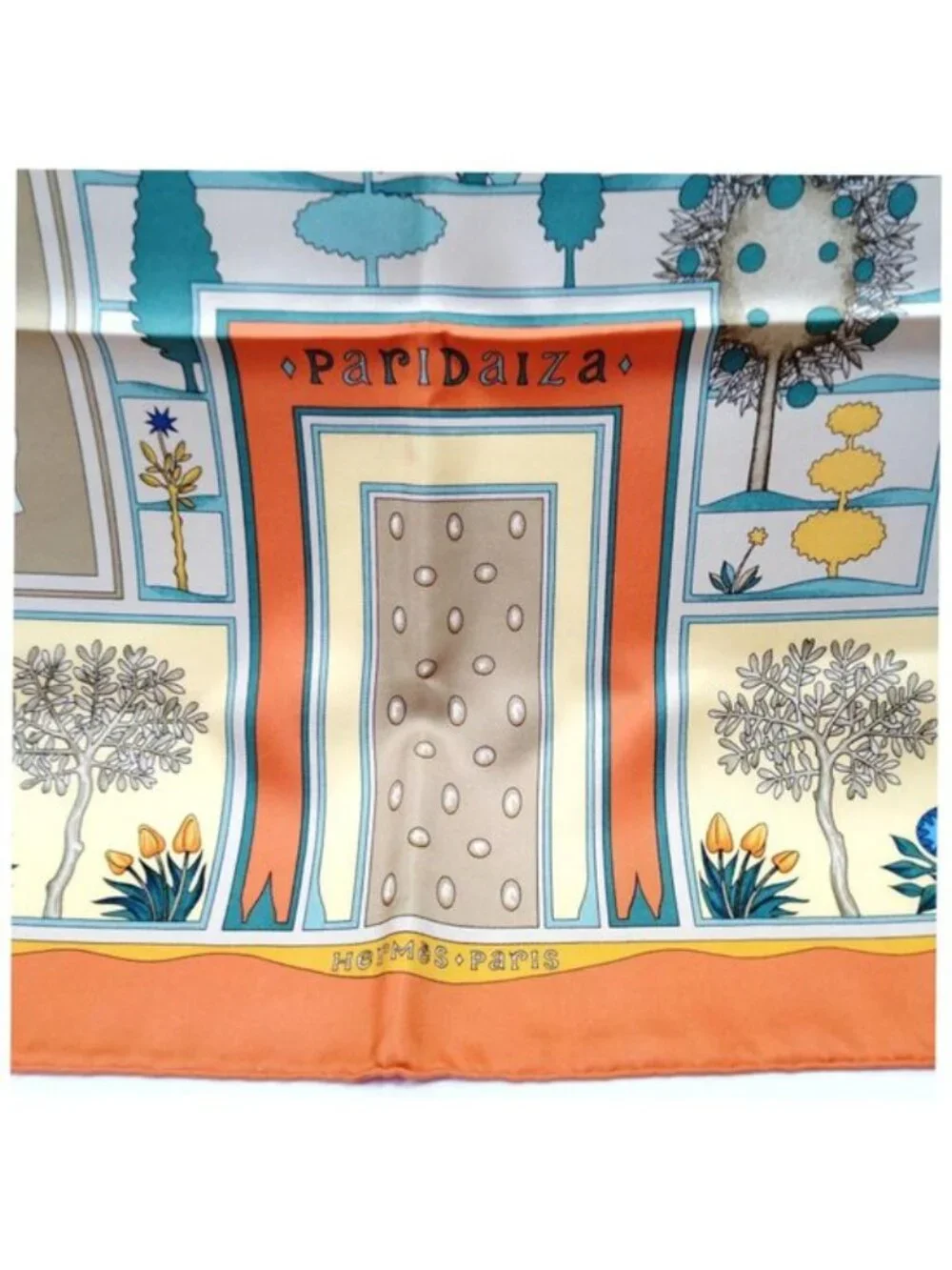 Authentic Hermès Paridaiza Carré 90 Silk Scarf Orange